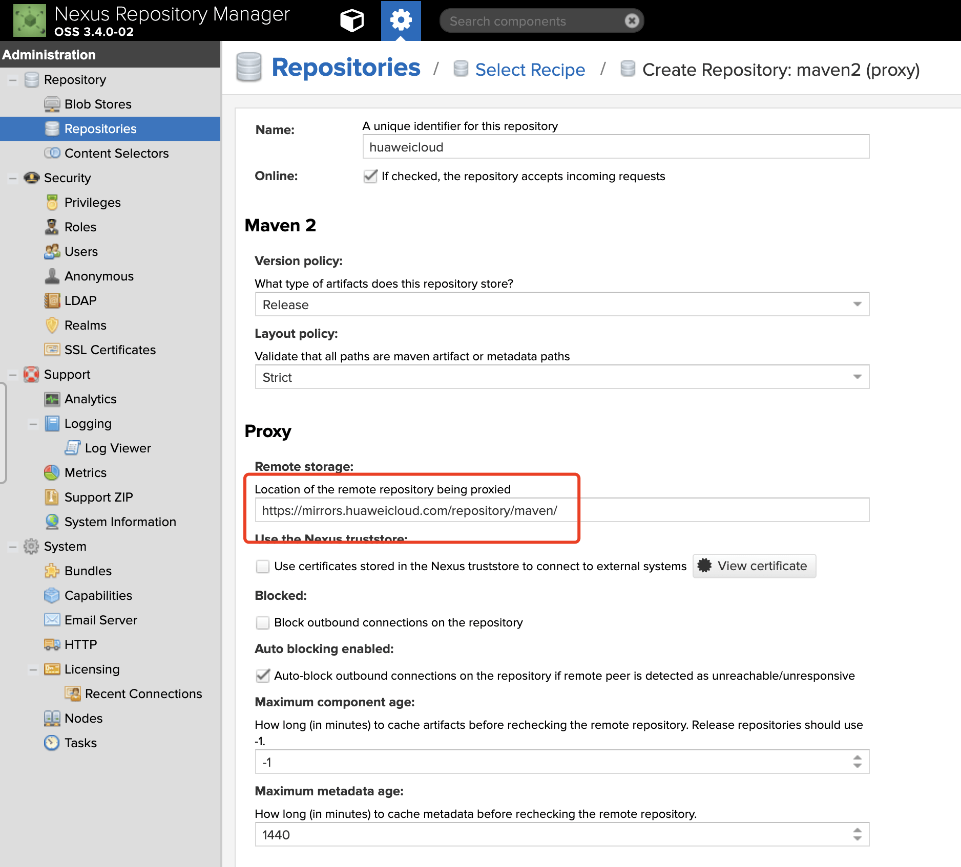 设置remote storage